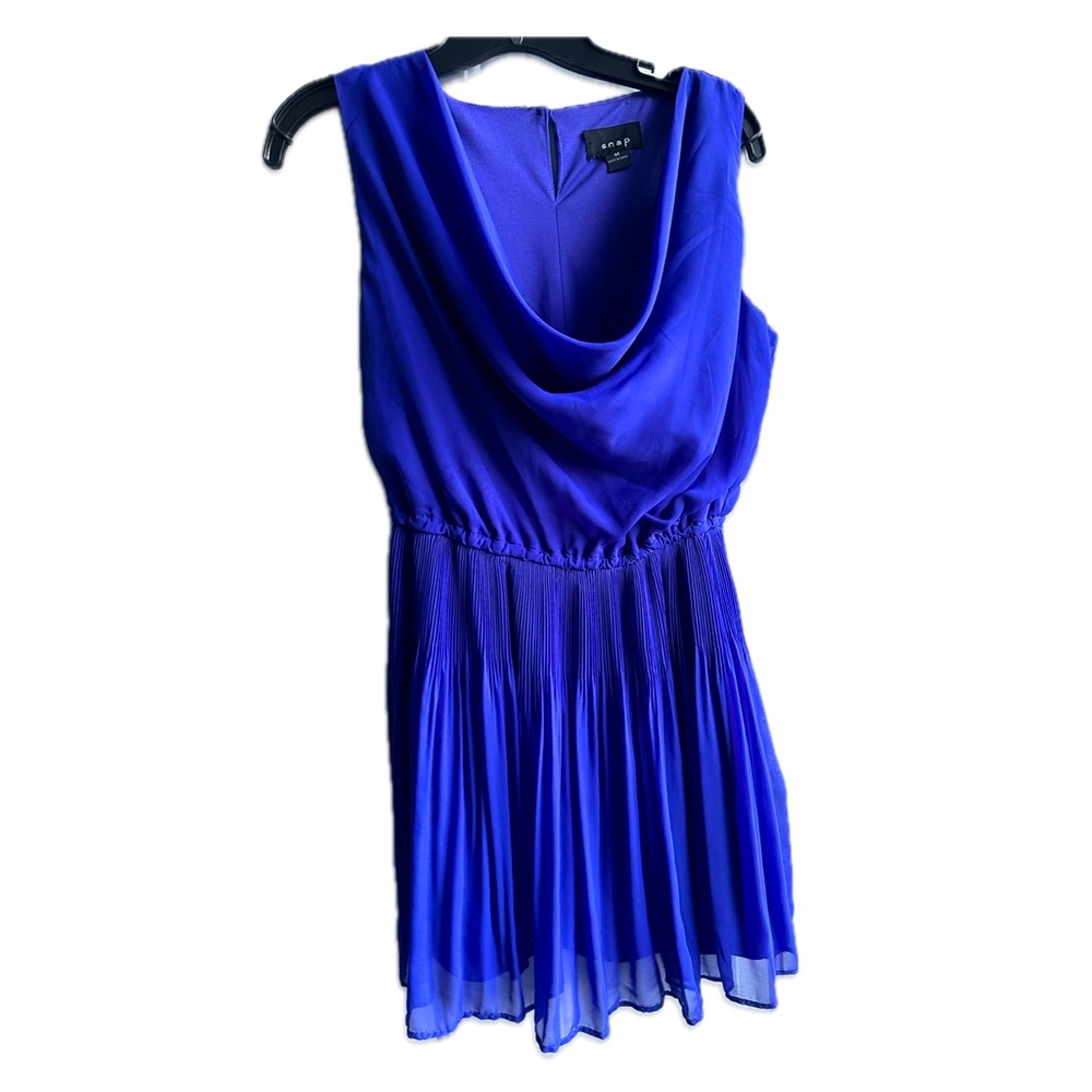 Blue Violet Silky Pleated Dress